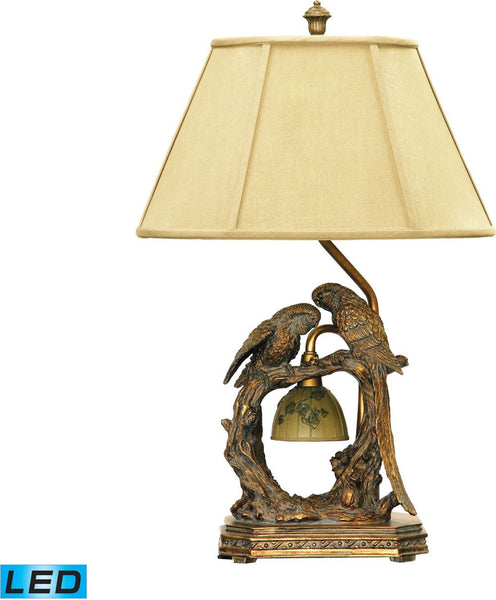Twin Parrots Led Table Lamp In Atlanta Bronze