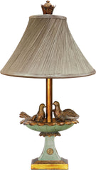 Love Birds In Bath Table Lamp In Gold Leaf and Green