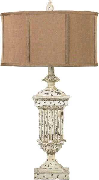 Morgan Hill Distressed Table Lamp In White