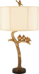Three Bird Light Table Lamp In Gold Leaf and Black