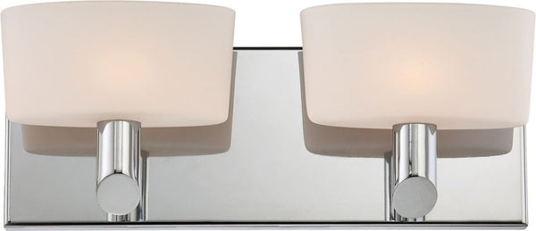 Toby 2 Light Vanity In Chrome and White Opal Glass