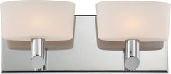 Toby 2 Light Vanity In Chrome and White Opal Glass