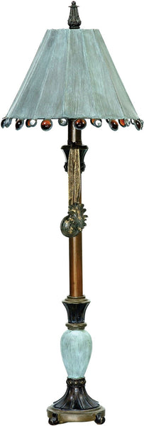 Rustic Tiffany Table Lamp In Bronze and Blue