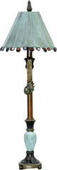 Rustic Tiffany Table Lamp In Bronze and Blue