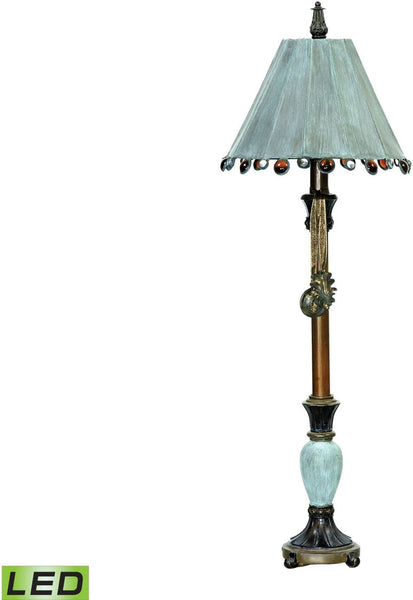 Rustic Tiffany Led Table Lamp In Bronze and Blue