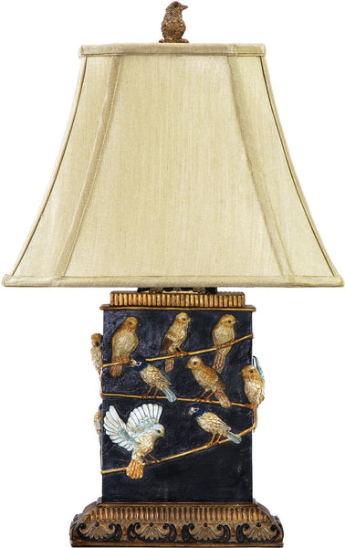 Birds On Branch Table Lamp In Black