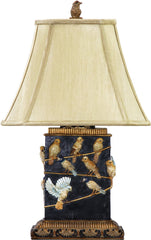 Birds On Branch Table Lamp In Black