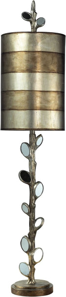 Amhert Buffet Lamp With Mirror Inlay and Hand Painted Shade