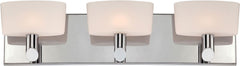Toby 3 Light Vanity In Chrome and White Opal Glass