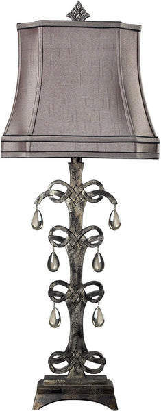 Castello Teak Crystal Table Lamp In Durand Finish