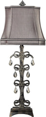 Castello Teak Crystal Table Lamp In Durand Finish