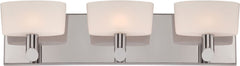 Toby 3 Light Vanity In Satin Nickel and White Opal Glass
