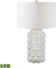 Bubble Led Table Lamp In Clear Glass With Off White Shade