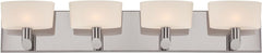 Toby 4 Light Vanity In Satin Nickel and White Opal Glass