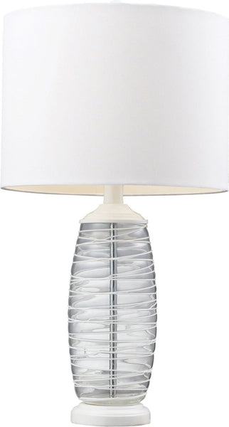 Blown Glass Table Lamp In Clear and White