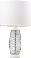 Blown Glass Table Lamp In Clear and White