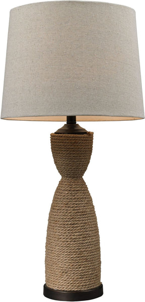 Wrapped Rope Table Lamp In Dark Brown and Sandstone