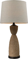 Wrapped Rope Table Lamp In Dark Brown and Sandstone
