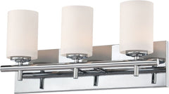 Barro 3 Light Vanity In Chrome and White Opal Glass