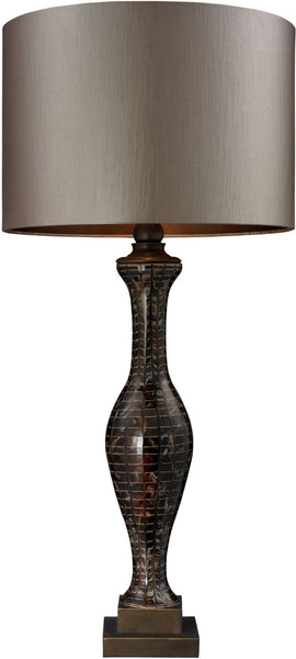 Hand Painted Glass Table Lamp In Bronze