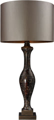 Hand Painted Glass Table Lamp In Bronze