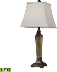 Amber Smoked Glass Led Table Lamp With Bronze Accents