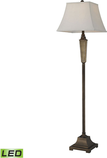 Amber Smoked Glass Led Floor Lamp With Bronze Accents