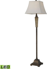 Amber Smoked Glass Led Floor Lamp With Bronze Accents