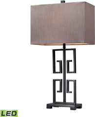Greek Key Led Table Lamp In Dark Bronze