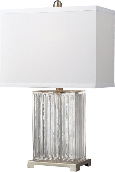 Ribbed Clear Glass Table Lamp In Brushed Steel