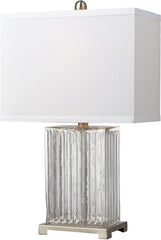 Ribbed Clear Glass Table Lamp In Brushed Steel
