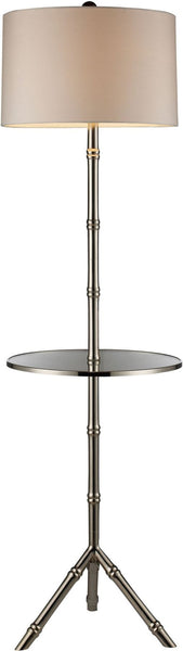 Stanton Table Lamp In Silver Plating With Glass Tray and Pure White Shade
