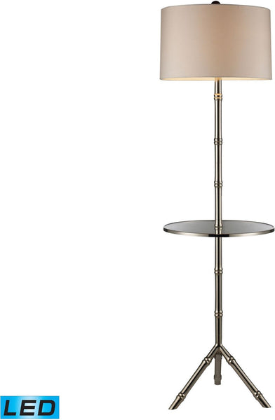 Stanton Led Table Lamp In Silver Plating With Glass Tray and Pure White Shade