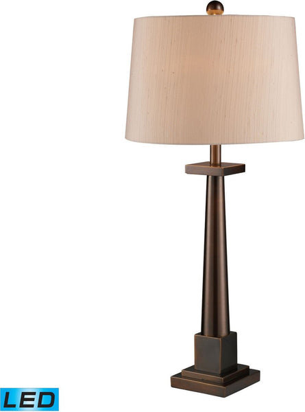 Lock Haven Led Table Lamp In Dunbrook With Cream Textured Shuntung Shade