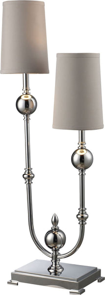 Boliver 2 Light Table Lamp In Chrome With Grey Faux Silk Shade