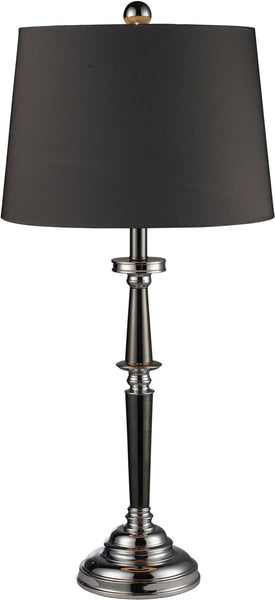 Monaca Table Lamp In Black Nickel and Chrome With Slate Grey Shade