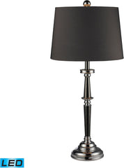 Monaca Led Table Lamp In Black Nickel and Chrome With Slate Grey Shade