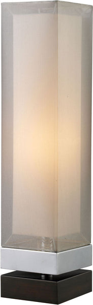 Volant Table Lamp In Chrome and Painted Espresso Base With Double Framed Shade