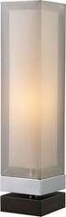 Volant Table Lamp In Chrome and Painted Espresso Base With Double Framed Shade