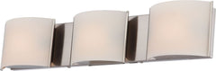 Pandora 3 Light Vanity In Satin Nickel and White Opal Glass
