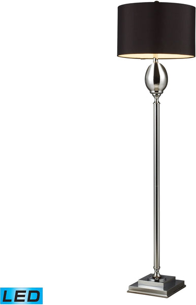 Waverly Led Floor Lamp In Chrome Plated Glass With Milano Black Shade
