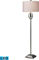 Waverly Led Floor Lamp In Chrome Plated Glass With Milano Pure White Shade