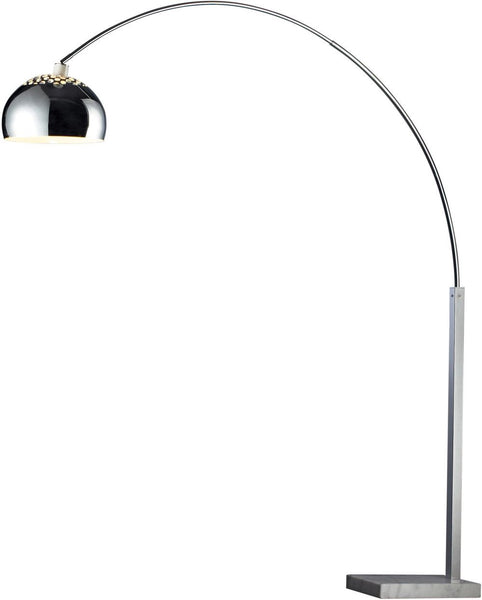 Penbrook Arc Floor Lamp In Chrome With White Marble Base
