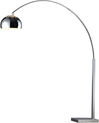 Penbrook Arc Floor Lamp In Chrome With White Marble Base