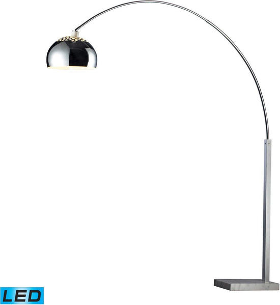Penbrook Led Arc Floor Lamp In Chrome With White Marble Base