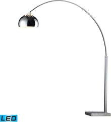Penbrook Led Arc Floor Lamp In Chrome With White Marble Base