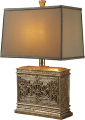 Laurel Run Table Lamp In Courtney Gold With Ria Bronze Shade and Cream Liner