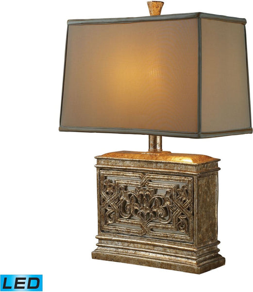 Laurel Run Led Table Lamp In Courtney Gold With Ria Bronze Shade and Cream Liner