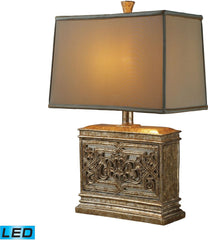 Laurel Run Led Table Lamp In Courtney Gold With Ria Bronze Shade and Cream Liner