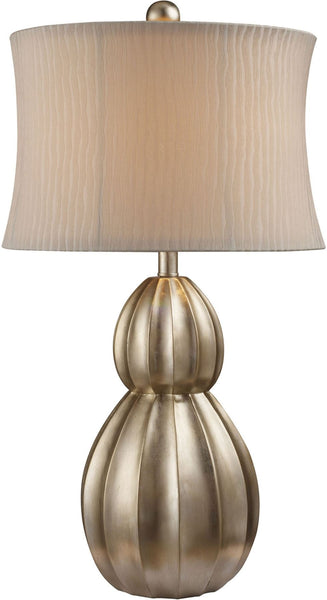 Marion Table Lamp In Antique Silver Leaf With Nanty White Shade